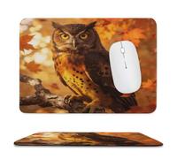 Fall Owl Stitched Edge Mouse Pad