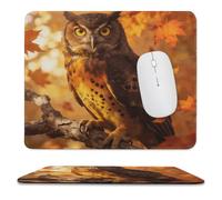 Fall Owl Stitched Edge Mouse Pad