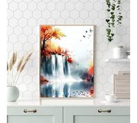 Fall Paint by Numbers for Adults with Frame, Large Paint by Number Canvas Kits, DIY Color Oil Painting Acrylic Paints with Brushes, Hobbies for Adults Women, Home Wall Decor Gifts 50x70cm J8-215