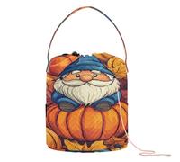 Fall Pattern Good Luck Gnome Pumpkins Crochet Storage Crochet Hook Bag Portable Travel Bag for Knitting Needle Knitting Project