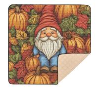 Fall Pattern Good Luck Gnome Pumpkins Large Stylish Baby Activity Play Mat for Indoor Outdoor Cozy Breathable Kicking Mat for Baby Kids Toddlers Infants, 50'' x 50''