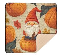 Fall Pattern Good Luck Gnome Pumpkins Soft Padded Baby Activity Play Mat for Indoor Outdoor Portable Infant Play Mat for Baby Kids Toddlers Infants, 50'' x 50''