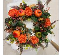 Fall Peony and Pumpkin Wreath,Farmhouse Fall Wreath with Maple Leaf and Berry Decor for Front Door Outside,Mixed Leaves-Thanksgiving Wreaths for Indoor Outdoor Halloween Harvest Decor (40 * 40cm)