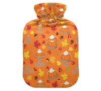 Fall Pies Leaves Orange Hot Water Bottle with Cover for Pain Relief Feet Warmer for Cramps, 1L