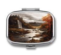 Fall Pill Box Medicine Pill Organizer Small Pill Case Travel Pill Container Portable Pill Case for Pocket 2 Compartment Pill Holder Pill Boxes for Travel