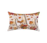 Fall Pillow Cover 12x20 Inch - Rustic Farmhouse Decor, Autumn Orange Pumpkin & Leaf Design, Seasonal Throw Pillow Case for Sofa, Couch, Bed, Home Use