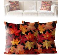 Fall Pillow Covers 18X18 inch Vibrant Fall Foliage Maple Fallen Leaves Decorative Pillows Pillow Throw CasesAu Square Covers