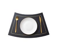 Fall Placemats Outdoor Set of 2, Doilies for Tables Fall 20x12 Inch Reversible Bicolor Solid Color Golden Lines Leather Black Red