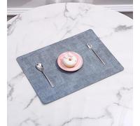 Fall Placemats Set of 4, Placemats Modern 17x12 Inch Reversible Woven Pattern PU Leather Grey Blue