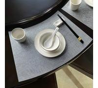 Fall Placemats Wipeable Set of 10, Table Mat Unique 20x12 Inch Sector Solid Color Leather Silver Grey