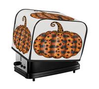 Fall Plaid Leopard Pumpkin Toaster Cover 4 Slice Dust Cover for Bread Machine,Small Kitchen Appliance