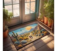 Fall Porch Mat Desert Sunset Adventure: A Couple'S Journey Through Cacti And Mou Doormat Room Stuff Fall Decor Outdoor(65X90CM)