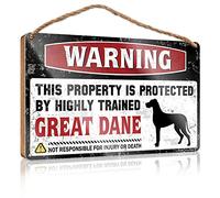Fall Porch Signs Warning This Property Is Protected By A Highly Trained Great Dane Wooden Sign Wooden Hanging Sign Wood Bathroom Sign(23X35CM)