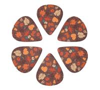 Fall Print Guitar Picks 6 Pack With Organizer Storage Bag 0.46 0.71 0.96mm Guitar Plectrums Guitars Accessories For Bass Electric Acoustic Guitars
