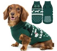 Fall Pullover Turtleneck Mini Dachshund Sweater for Dogs, Halloween Knitted Dachshunds Vest Sweaters for Small Dog, Pullover Weiner Clothes for Girls Boy Puppy, Weenie Outfit for Female Dogs(Green, S)