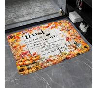 Fall Pumpkin Autumn Thanksgiving Harvest Motivational Inspirational Quotes Trust In The Lord Rustic Wooden Board Farmhouse Bath Rug Dirt Trapper Bathmat Low Profile Floor Mats For 40X60Cm