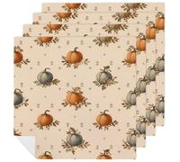 Fall Pumpkin Cloth Napkins 4 Pack Autumn Harvest Reusable Dinner Table Napkins for Home Hotel Restaurant Weddings Party