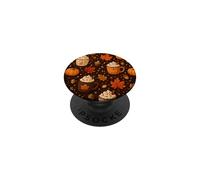 Fall Pumpkin Coffee Maple Leaves Acorn Cozy Auttumn Pattern PopSockets Adhesive PopGrip