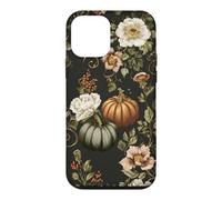 Fall Pumpkin Dark Floral White Flower Berry Vine Vintage Case for iPhone 12 mini