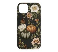 Fall Pumpkin Dark Floral White Flower Berry Vine Vintage Case for iPhone 14 Plus