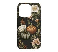 Fall Pumpkin Dark Floral White Flower Berry Vine Vintage Case for iPhone 14 Pro