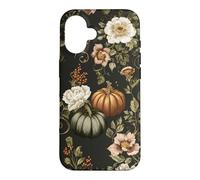 Fall Pumpkin Dark Floral White Flower Berry Vine Vintage Case for iPhone 16