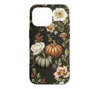 Fall Pumpkin Dark Floral White Flower Berry Vine Vintage Case for iPhone 16 Pro