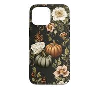 Fall Pumpkin Dark Floral White Flower Berry Vine Vintage Case for iPhone 16 Pro Max