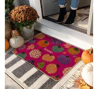 Fall Pumpkin Doormat, Vibrant Peach Home Entry Mat for Indoor & Outdoor Use, Cozy Autumn Decor, Rubber Non-Slip Water-Resistant Dust Catcher, Easy Clean 29x17 Inch