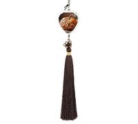 Fall Pumpkin Ethic Boho Floral Car Pendant Sun Catcher Crystal Ornament for Rearview Mirror, Elegant Car Hanging Ornament with Tassel for Home & Office Decor
