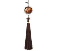 Fall Pumpkin Ethic Boho Floral Car Pendant Sun Catcher Crystal Ornament for Rearview Mirror, Elegant Car Hanging Ornament with Tassel for Home & Office Decor