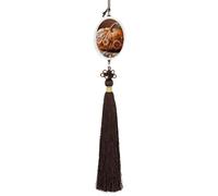Fall Pumpkin Ethic Boho Floral Car Pendant Sun Catcher Crystal Ornament for Rearview Mirror, Elegant Car Hanging Ornament with Tassel for Home & Office Decor