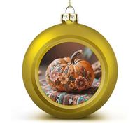 Fall Pumpkin Ethic Boho Floral Christmas Ornaments Balls Shatterproof Large Xmas Tree Decorations Balls Golden Decorative Hanging Ball for Farmhouse Home Fireplace Decor Holiday Party Favors