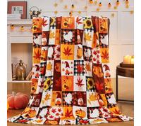 Fall Pumpkin Flannel Throw Blanket, Cosy Fluffy Blankets for Bed, Soft Warm Cozy Fall Throw Blanket for Couch, Warm Single Throws for Audlts, Fuzzy Cozy Lightweight for All Season, 150 * 200cm