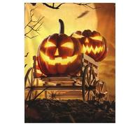 Fall Pumpkin Flannel Throw Blanket, Soft and Cozy Lantern Pumpkin Pattern Throw, Orange Spooky Bats & Skulls Throw Blanket, Spooky Gifts