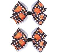 Fall Pumpkin Hair Bow Clips for Girls,Cute Handmade Happy Fall Colored Ribbon Bow Barrettes Alligator Hairpins Give Thanks Halloween Dress Outfit Decor Accessories Gift (H)