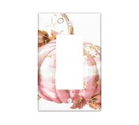 Fall Pumpkin Light Switch Cover Plates/Outlet Covers, Peach and Gold Glitter for Decorative Wall Accents, Thermoplastic, Standard Size Single Rocker