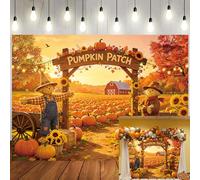 Fall Pumpkin Patch Backdrop Autumn Farm Harvest Photography Background Thanksgiving Party Harvest Festival Kids Photoshoot Photo Booth Props 8x6FT