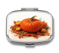 Fall Pumpkin Pill Box Medicine Pill Organizer Small Pill Case Travel Pill Container Portable Pill Case for Pocket 2 Compartment Pill Holder Pill Boxes for Travel