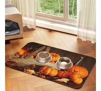 fall pumpkin print Cats Pet Bowl Placemat Pet Feeding Mats for Dogs, Non-Slip PU Leather Tablecloth for Pets