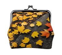 Fall Pumpkin Printed Kiss Lock Coin Pouch Faux Leather Mini Clutch for Travel Shopping and Daily Outing