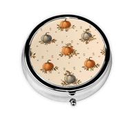 Fall Pumpkin Small Pill Box 3 Compartment Portable Pill Box for Purse Pocket Autumn Harvest Mini Medicine Organiser for Daily Vitamin Fish Oil Storage
