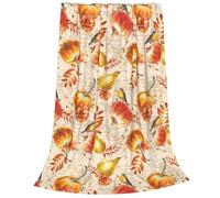 Fall Pumpkin Soft Blanket, Autumn All Seasons Cozy Warm Throw Blanket, Lightweight Anti-pilling Gourds Birds Fleece Blanket, Orange Home Decor for Chair Sofa Couch Bed Dorm 150X125 cm