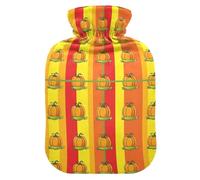 Fall Pumpkin Stripe Red Hot Water Bottle with Cover for Pain Relief Heating Bottles for Headaches, 2L
