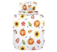 Fall Pumpkin Sunflower White Hot Water Bottle with Cover for Pain Relief Hot Bag for Back Pain, 1L