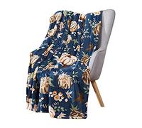 Fall Pumpkin Throw Blanket: Soft Orange White Pumpkins Leaves and Berries on Blue Background for Living Room Couch Bed Chair or Dorm
