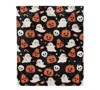 Fall Pumpkin Throw Blanket, Super Soft & Cosy Fleece In Black Cute Throw Blankets Ghost-Face Fluffy Flannel Microfiber Fleece Blankets for Couch, Bed, Sofa