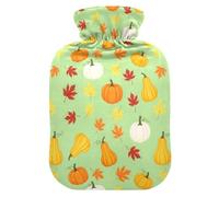 Fall Pumpkins Leaves Green Hot Water Bottle with Cover for Pain Relief Feet Warmer for Back Pain, 2L
