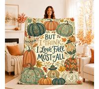 Fall Pumpkins Seasonal Quote Pumpkins Autumn Throw Blanket 50x60 Inch