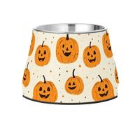 Fall Pumpkins Stars Bowls for Pets with Stand Stainless Steel Water Food Bowl for Loving Pet Comfort Feeding
